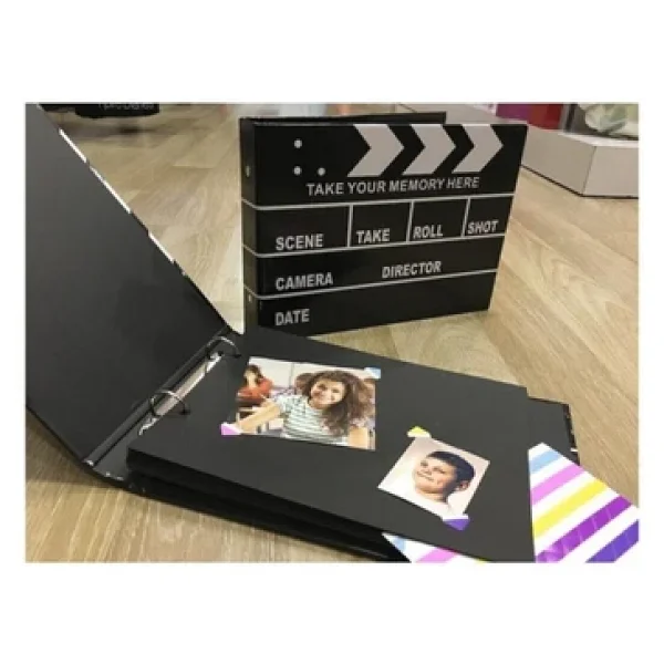 Kesene Klaket Fotoğraf Albümü Anı Defteri Scrapbook Film Tasarımlı Hediye Albüm Sevgiliye Özel Gün Hediyesi - Görsel 4