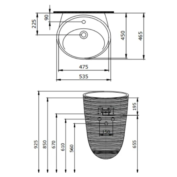Bocchi 1655-0126 Strata Asma Monoblok Lavabo - Görsel 5