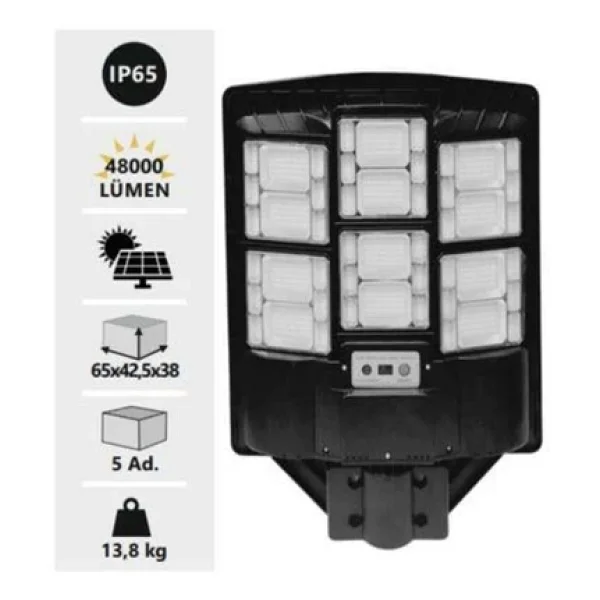 Noas YL73-0610-S Mega 900 W Sensörlü Güneş Enerjili Sokak Armatürü - Görsel 3