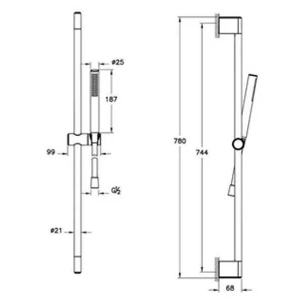 VitrA Prime Stick A45929 Sürgülü Krom Duş Seti - Görsel 7