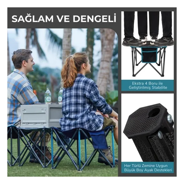 Fundango Cozy Stool Plus Ultra Konforlu Destekli Katlanır Tabure Blue - Görsel 6