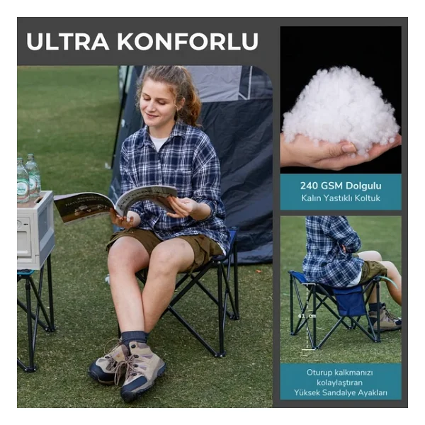 Fundango Cozy Stool Plus Ultra Konforlu Destekli Katlanır Tabure Blue - Görsel 4
