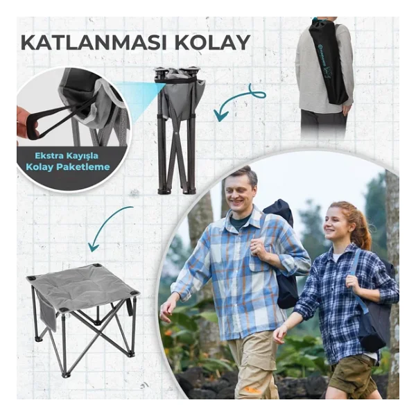 Fundango Cozy Stool Plus Ultra Konforlu Destekli Katlanır Tabure Blue - Görsel 7