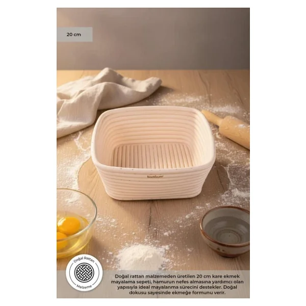 Bambum Puder - Ekmek Mayalama Sepeti Kare 20 cm - Görsel 4
