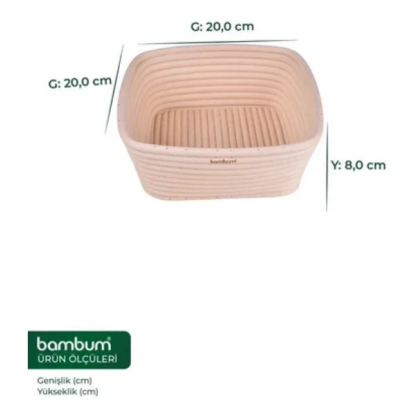 Bambum Puder - Ekmek Mayalama Sepeti Kare 20 cm - Görsel 5