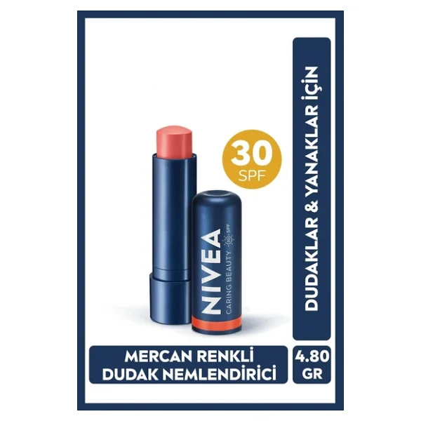 NIVEA Renkli Nemlendirici Dudak Bakım Kremi Mercan 4.8gr,spf30, Allık Etkisi, Dudak Ve Yanaklar, E Vitamin - Görsel 3