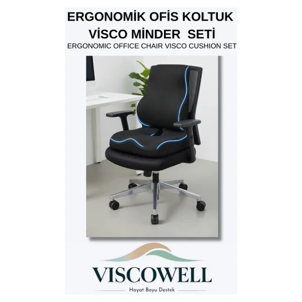 Ortopedik Visco Bel Destek & Oturma Minderi - Ofis, Araç, Ev Çalışma Sandalyesi Için - Görsel 4