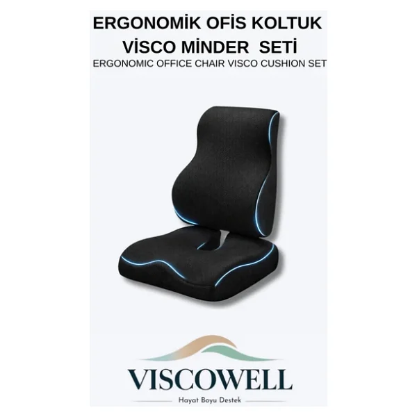 Ortopedik Visco Bel Destek & Oturma Minderi - Ofis, Araç, Ev Çalışma Sandalyesi Için - Görsel 2