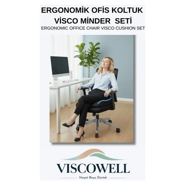 Ortopedik Visco Bel Destek & Oturma Minderi - Ofis, Araç, Ev Çalışma Sandalyesi Için - Görsel 3