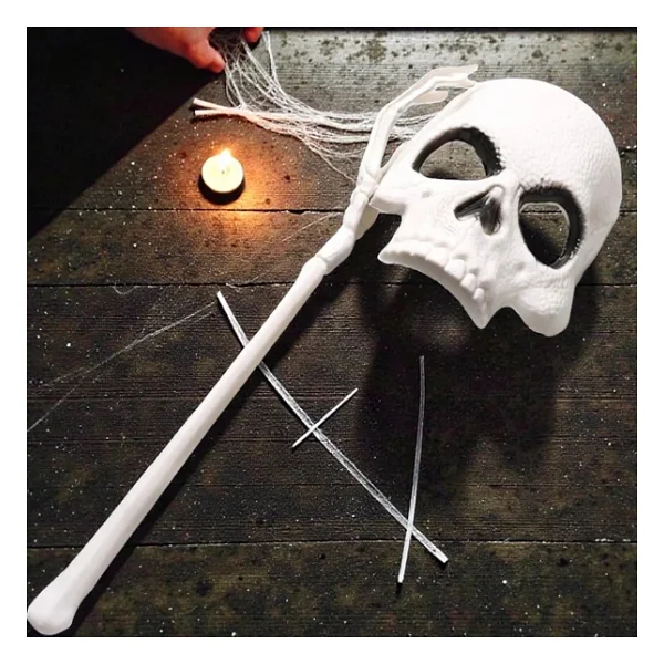 Yüksek Kalite Tutmalı Beyaz Kuru Kafa Maskesi 44X17 CM Cadılar Bayramı Korku Maskesi Halloween Mask - Görsel 4