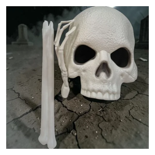 Yüksek Kalite Tutmalı Beyaz Kuru Kafa Maskesi 44X17 CM Cadılar Bayramı Korku Maskesi Halloween Mask - Görsel 5