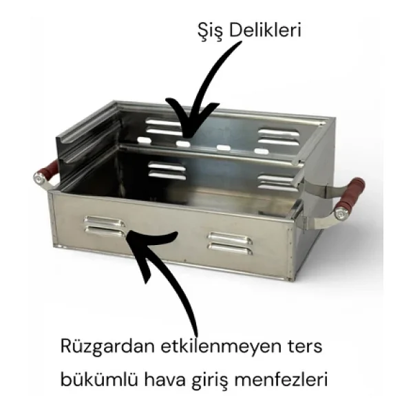 Pratikoutdoor 40x25 cm Katlanır Kömürlü Mangal - Görsel 6
