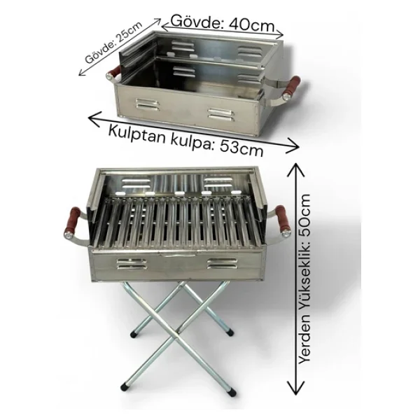 Pratikoutdoor 40x25 cm Katlanır Kömürlü Mangal - Görsel 3