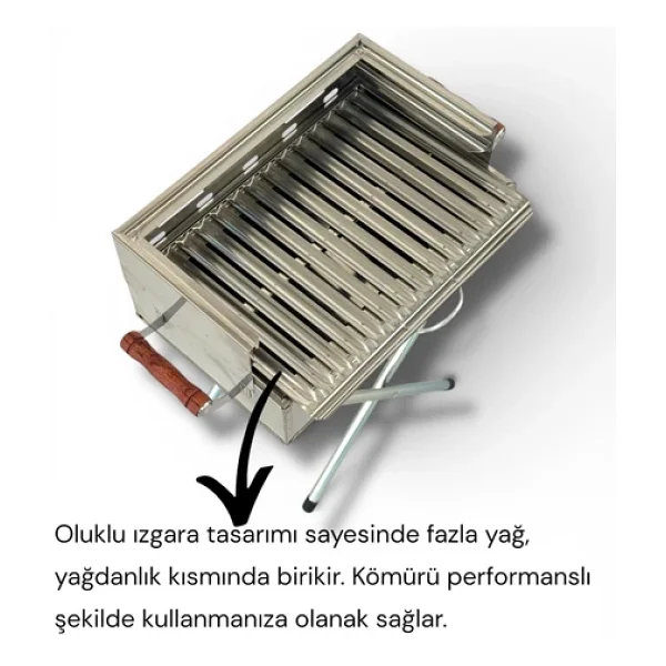 Pratikoutdoor 40x25 cm Katlanır Kömürlü Mangal - Görsel 5