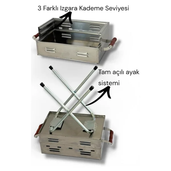Pratikoutdoor 40x25 cm Katlanır Kömürlü Mangal - Görsel 4