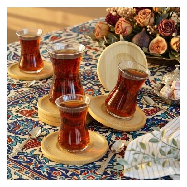 Paçi Bambu Serisi 10 cm Genişlikte Yuvarlak 6'lı Çay Bardağı Altlığı - Görsel 2