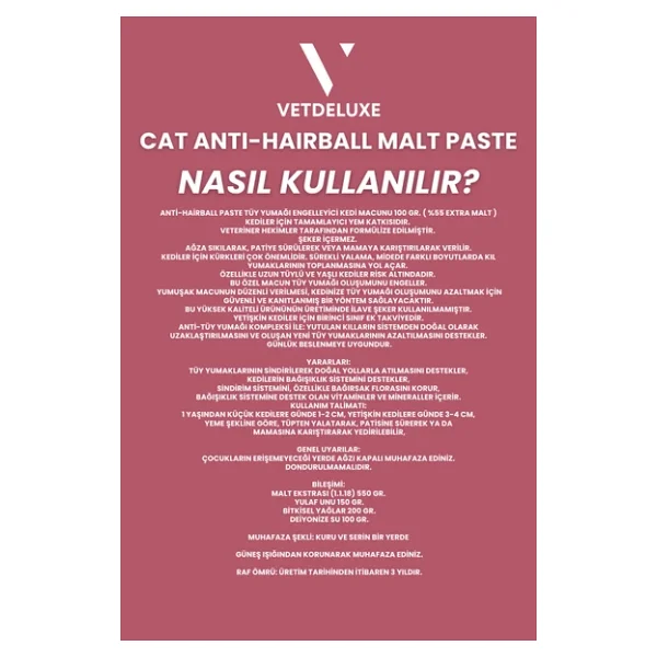 Vetdeluxe Anti Hairball 100 gr Malt Kedi Macunu - Görsel 4