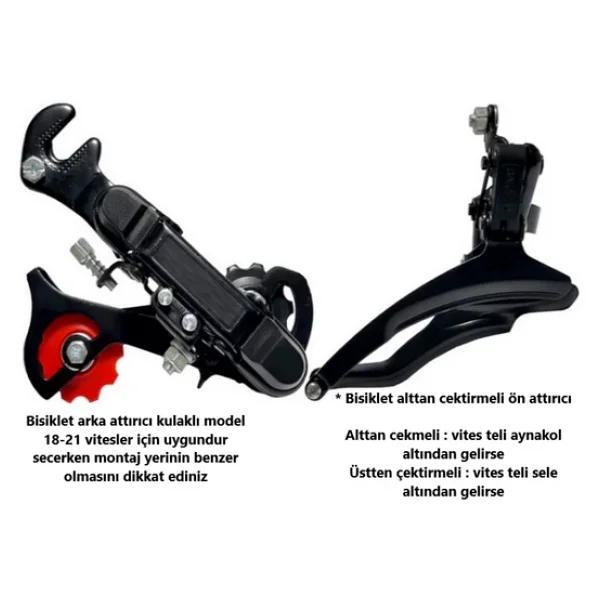 Hsgl Bisiklet Siyah 3x7 Noktalı vites kolu Ön Arka Attırıcı Set Ergonomik Bisiklet Vites Sistemleri - Görsel 5