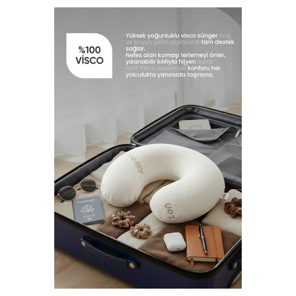 Pillow Market Ortopedik Boyunluk Visco Seyahat Boyun Yastığı Yolculuk Yastığı Ortopedik Seyahat Yastığı Boyunluk - Görsel 3