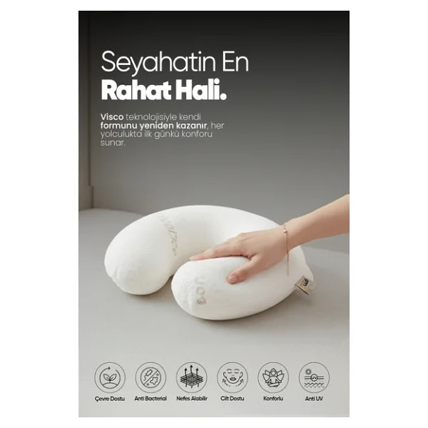 Pillow Market Ortopedik Boyunluk Visco Seyahat Boyun Yastığı Yolculuk Yastığı Ortopedik Seyahat Yastığı Boyunluk - Görsel 4