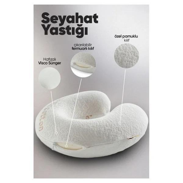 Pillow Market Ortopedik Boyunluk Visco Seyahat Boyun Yastığı Yolculuk Yastığı Ortopedik Seyahat Yastığı Boyunluk - Görsel 5