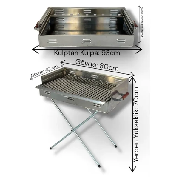 Pratikoutdoor 80x40 cm Katlanır Kömürlü Mangal - Görsel 3
