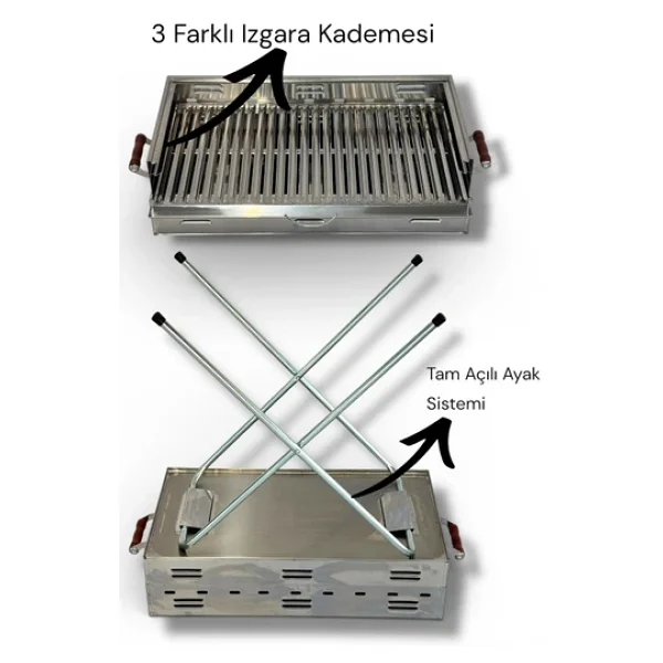 Pratikoutdoor 80x40 cm Katlanır Kömürlü Mangal - Görsel 4