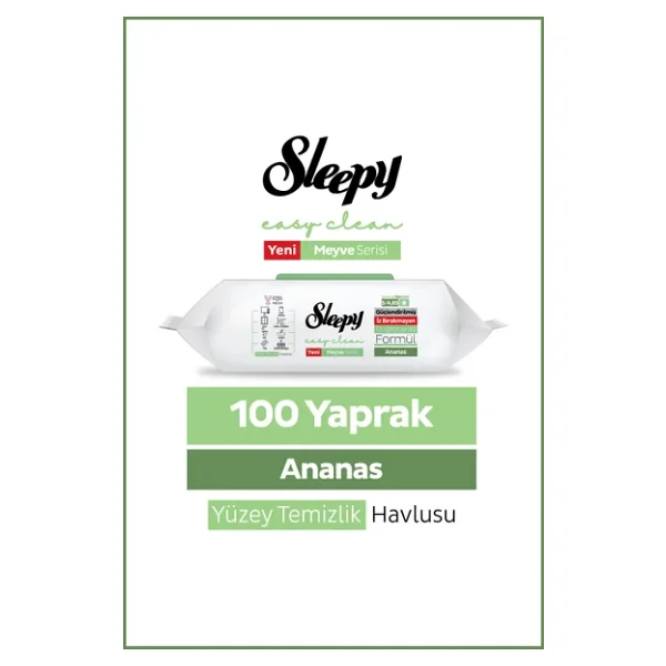 Sleepy Meyve Serisi Ananas Yüzey Temizlik Havlusu 100 Yaprak - Görsel 5
