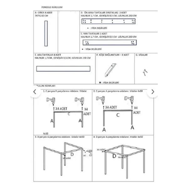 Ahşap Pergole Çardak Tente Bahçe Pergola - Görsel 3