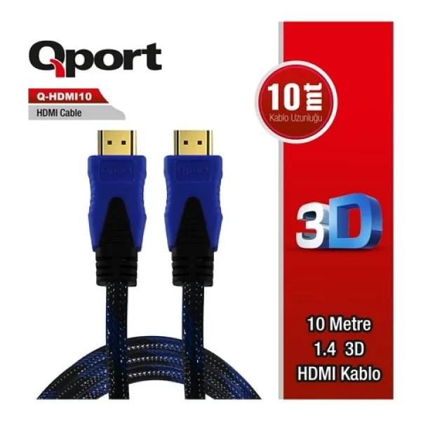 Qport Q-HDMI10 HDMI Kablo 10MT Ver1.4 Altın Uçlu 3D - Görsel 7