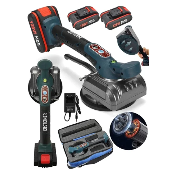 Steiner Alman 128 Vf Metal Şanzıman Lithium Çift Akülü Fayans Cam Karo Döşeme Vantuz Makinesi Çantalı - Görsel 2