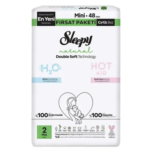 Sleepy Natural Double Soft 2 Numara Mini 48'li Bebek Bezi - Görsel 4