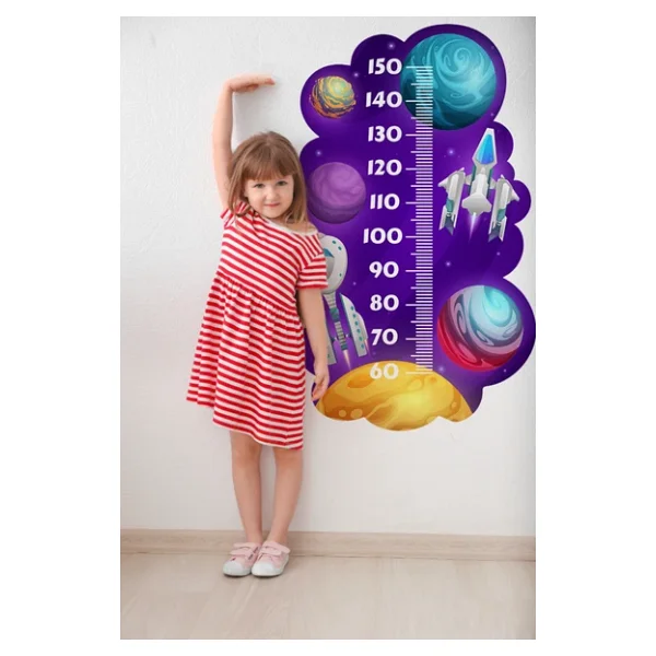 Uzay Mekiği Temalı Dekoratif Çocuk Boy Ölçer Sticker - Duvar Cetveli Takip Çizelgesi - Görsel 2