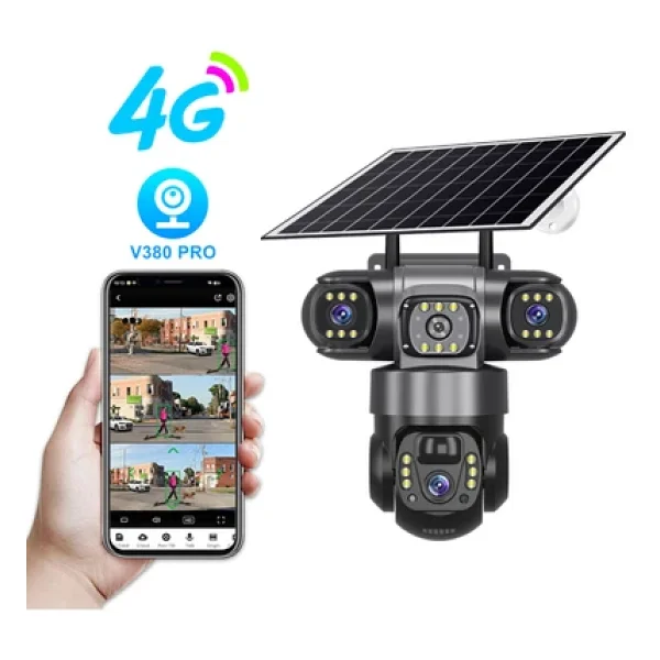 TRCharger Güneş enerjisi 9mp (3+3+3) Üç Kameralı Ultrahd 4g Güneş Enerjili Akıllı Güvenlik Kamerası - Görsel 3