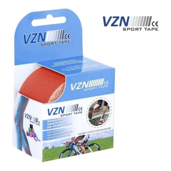 VZN Tape Kinesiology Sport Tape Kırmızı Renk Kinezyo Sporcu Bandı Ağrı Bandı 5 Metre X 5 Cm - Görsel 2