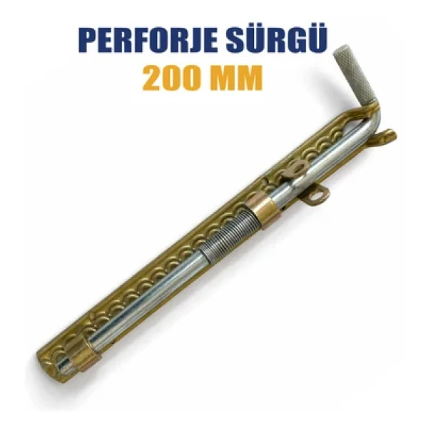 Perforje Demir Kapı Sürgüsü 200 mm Uzunluk - Sağlam Metal Kapı Emniyet Sürgüsü - Görsel 2