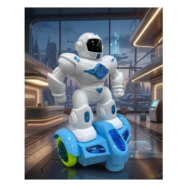 Scooterlı 360 Derece Dönebilen Işıklı, Müzikli Ve Hareketli Eğitici Oyuncak Robot - Görsel 3