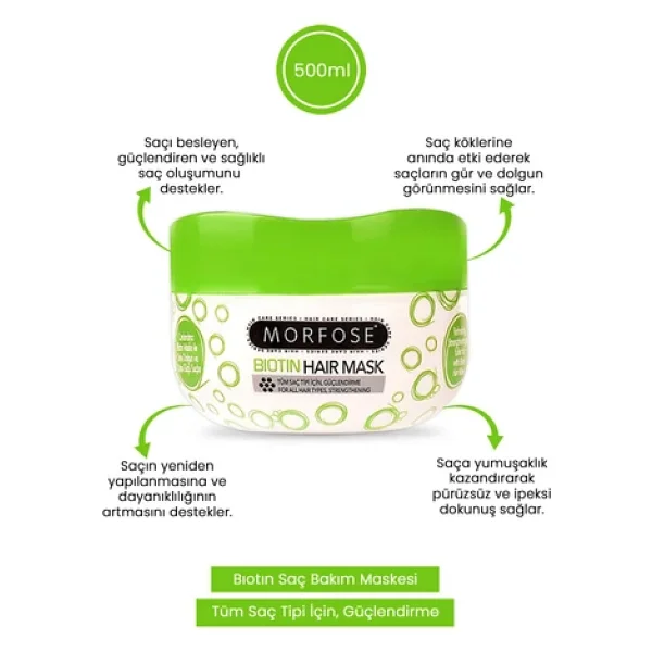 Morfose Saç Maskesi Biotin 500 ml - Görsel 2