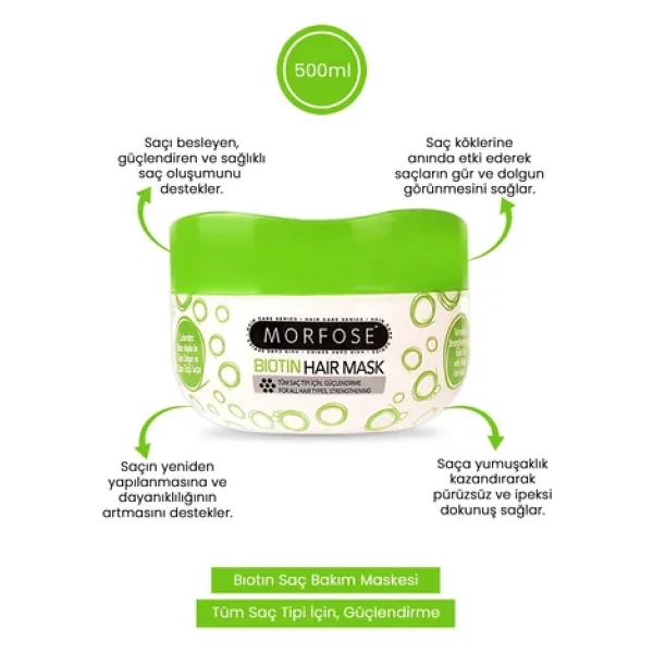 Morfose Saç Maskesi Biotin 500 ml - Görsel 5