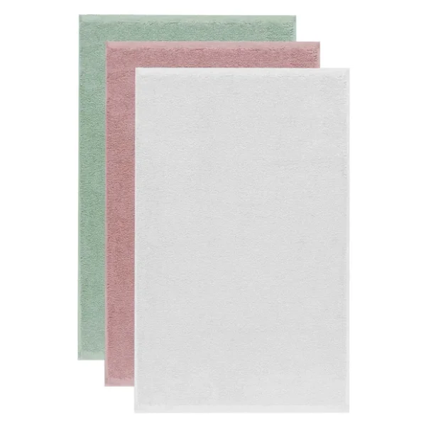 3 lü Düz Renk El Yüz Havlu Seti 100 Pamuklu 50x90 Cm Yeşil Gül Beyaz - Görsel 2
