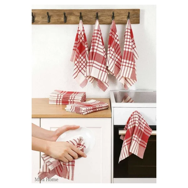 10 lu Lüks Bulaşık Kurulama Bezi ve Mutfak Peçetesi 50x70 Cm Daily Kırmızı - Görsel 3