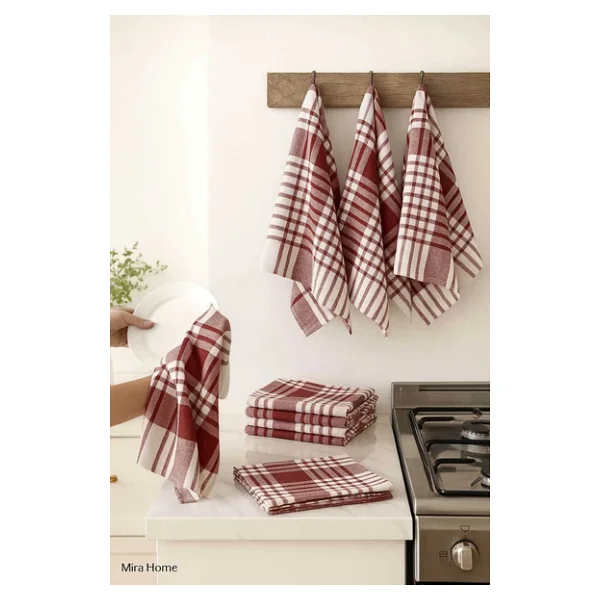 10 lu Lüks Bulaşık Kurulama Bezi ve Mutfak Peçetesi 50x70 Cm Daily Bordo - Görsel 2