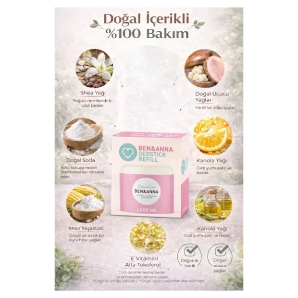 Ben & Anna Love Me Refill 40 ml Kadın Stick Deodorant - Görsel 4