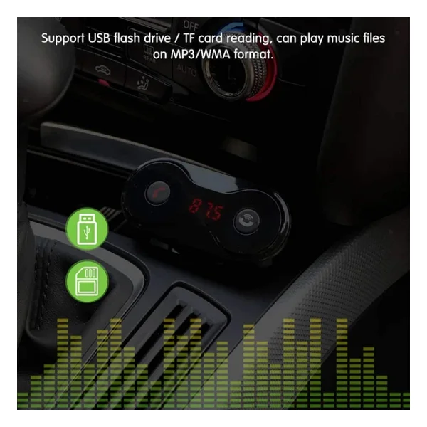 Car F8 Bluetooth Araç Kiti Radyo Fm Transmitter Usb Şarjlı 12-24V - Görsel 5