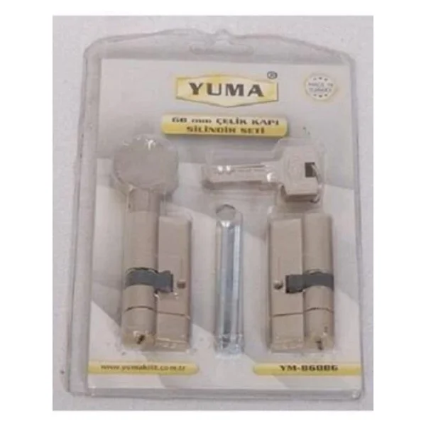 Yuma Çelik Kapı Barel Seti Tuzaklı Saten 68 Mm Çelik Kapı Kilidi Kilit Göbeği - Görsel 2