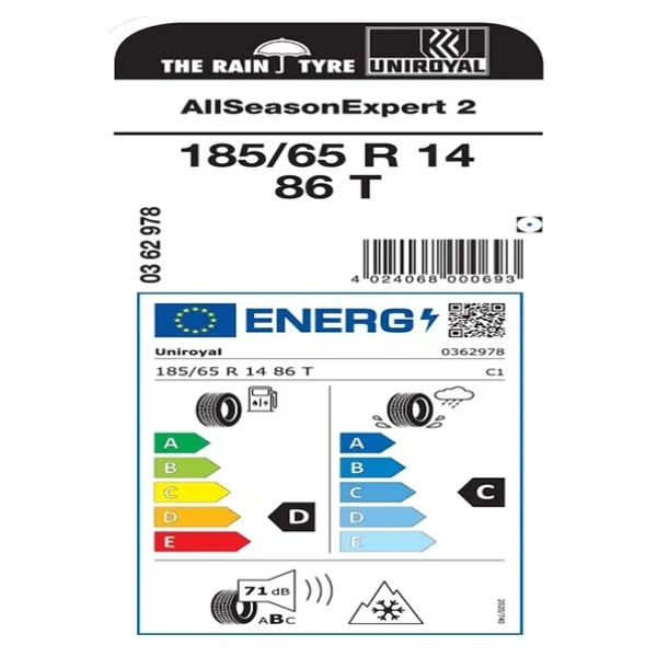 Uniroyal AllSeasonExpert 2 185/65 R14 86T 4 Mevsim Lastik - 2025 - Görsel 2