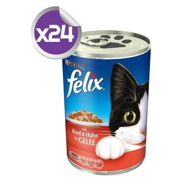 Felix Sığır Etli ve Tavuklu 400 gr 24'lü Yetişkin Konserve Kedi Maması - Görsel 5
