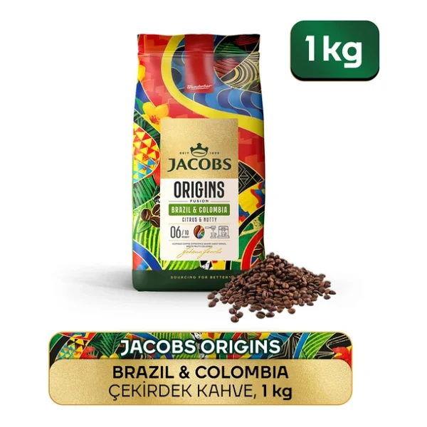 Jacobs Origins Brazil Colombia Çekirdek Kahve 1 kg - Görsel 2