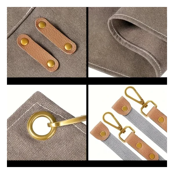 Valkyrie Suya Dayanıklı Barista Önlüğü Haki Ayarlanabilir Askılı Cepli Mutfak Kafe Garson Önlüğü Haki 74 cm - Görsel 6