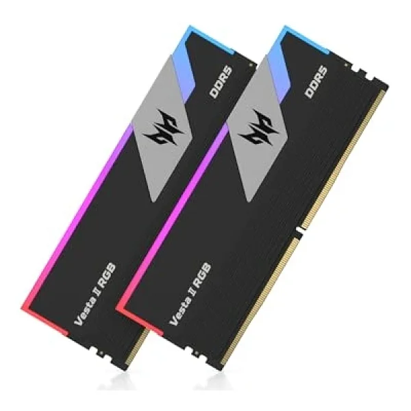 Acer Predator Vesta Iı Ddr5 Rgb Ram 32GB (16GBX2) CL36 6000MHZ'E Kadar - Intel Xmp 3.0 ve Amd Expo - Pc Bilgisayar Oyun Ram'i (Siyah) - Görsel 3